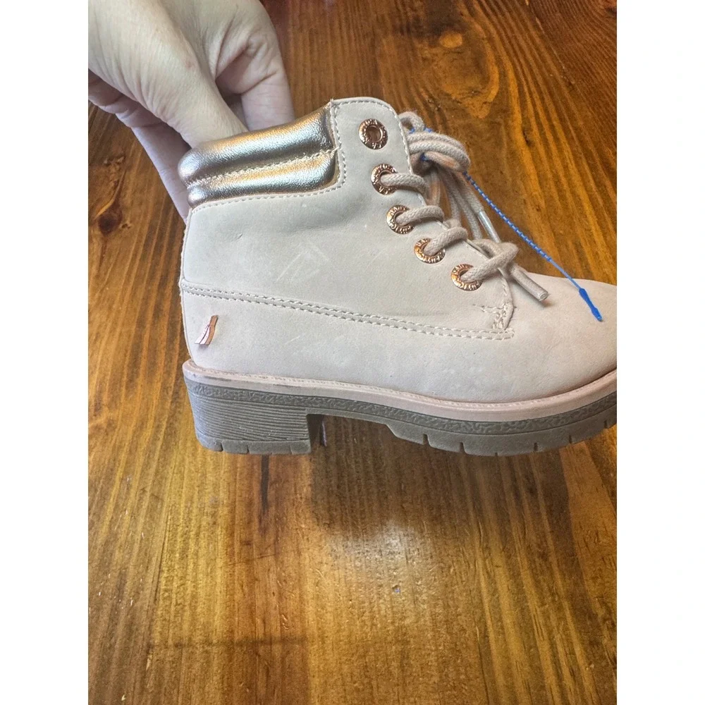 Nautica Zabra Toddler Girls Blush Pink Gold Metallic Combat Boots Size 7